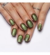 Stbisen Crisp Green Press on Nails Short Square, Cat Eye Press on Nails, Fashion Gel Fake Nails, ...