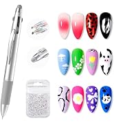 Gellen 5-in-1 Nail Dotting Pen with Ballpoint Pen Design & Nail Rhinestones, Double-end Nail Dott...