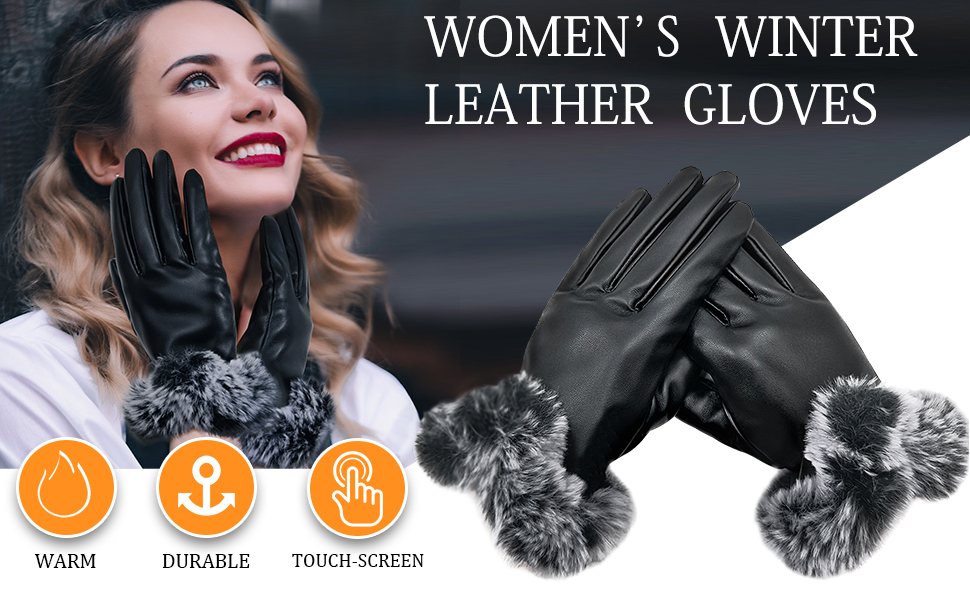 leather gloves woman
