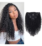 Curly Clip in Hair Extensions For Black Women Brazilian Virgin Human Hair Clip in Extensions for ...