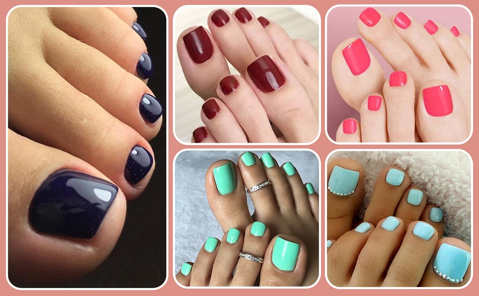 false toenails glue on toe nails press on toes nails tips fake toenails white nude black feet