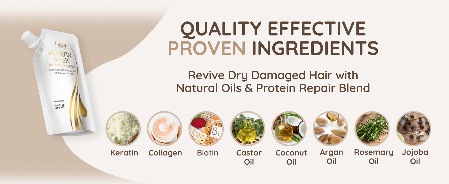 Effective Proven Ingredients Biotin Castor Oil Conditioning Repair Treatment for Thick Hair