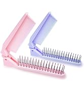 RHOS 2-Pieces Mini Folding Combs for Purse and Travel, Double Headed Small Combs and Brush Set fo...