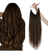 Sunny Wire Human Hair Extensions Brown Ombre Fishing Line Hair Extensions Balayage Dark Brown to ...