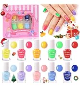 ETYJO Kids Nail Polish - Quick Dry Non-Toxic Nail Polish Set 10 Colors Water Based Peel Off Nail ...