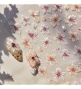 JMEOWIO 3D Embossed Flower Nail Art Stickers Decals Self-Adhesive 5D Spring Summer Floral Nail Su...
