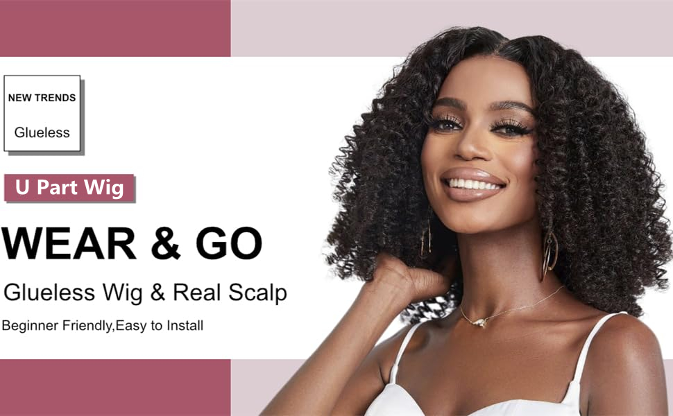 Curly U Part Human Hair Wig