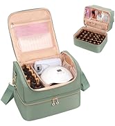Nail Polish Organizer Case, Nail Supplies Storage Box Holds 45 Bottles Nail Polish & Nail Lamp, T...