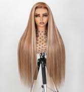 10/613 Human Hair 13x4 Front Wigs 210% Density Highlight straight Wig