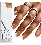 BTArtboxnails French Gel Nail Tips - XCOATTIPS Brown Extra Short Square French Tip Press on Nails...