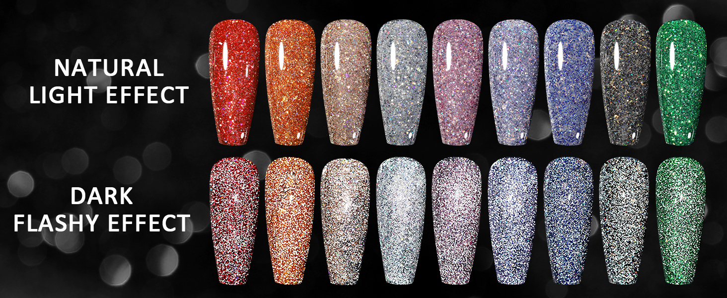 Reflective glitter gel nail polish