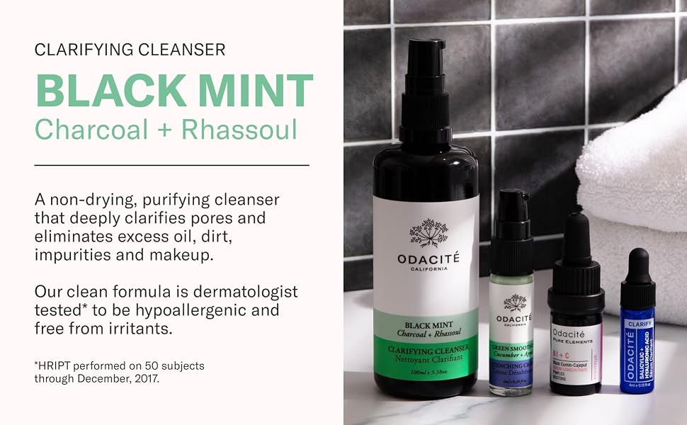 face cleanser, black mint, mint cleanser, dermatologist tested, charcoal cleanser