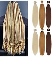 Pre-Stretched Braiding Hair 22 Inch 6 pcs Hot Water Setting Synthetic Hair Crochet Braiding Hair ...