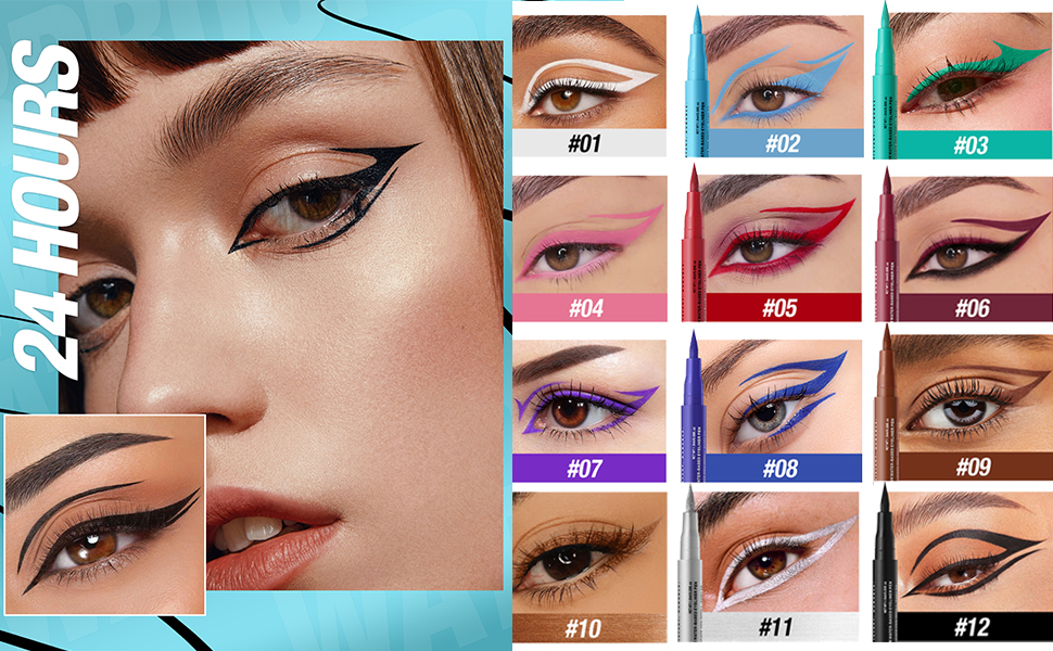LANGMANNI 12 Colors Matte Liquid Eyeliner Set