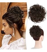RUWISS Large Messy Bun Hair Piece 100% Human Hair Layered Wavy Curly Hair Buns Hair Piece for Wom...
