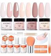 Modelones Dip Powder Nail Kit, 4 Colors Nude Pink Glitter Dipping Starter Set with Liquid and Com...