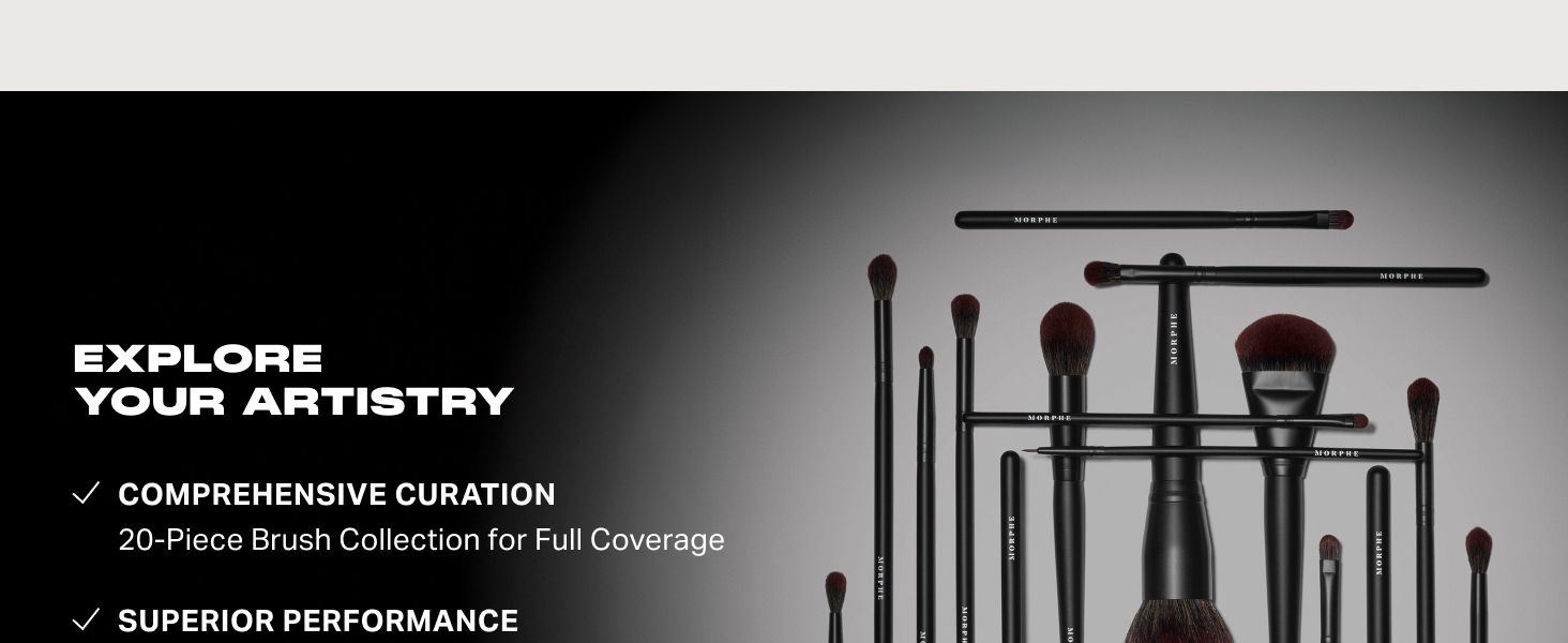 Complete makeup brush kit with 20 pro-grade makeup brushes for face and eye application