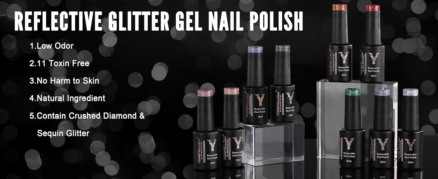 reflective glitter gel nail polish