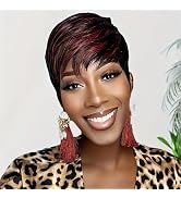 PurpleSexy Chic Elegent Pixie Cut Wigs for Black Women Human Hair Wigs 1b/99J Color Short Layered...