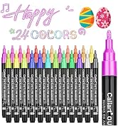 Caliart 24 Colors Outline Glitter Markers, Shimmer Metallic Glitter Pens Tween Teen Girl Gifts Tr...