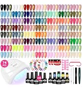 VANREESA Gel Nail Polish Kit with U V Light 74 Pcs Gel Polish Nail Set 56 All Season Colors Nail ...