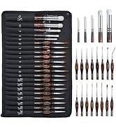 Nicpro Miniature Paint Brushes Dry Brush - 21PCS Model Paint Brush Set with Cloth Roll for Acryli...