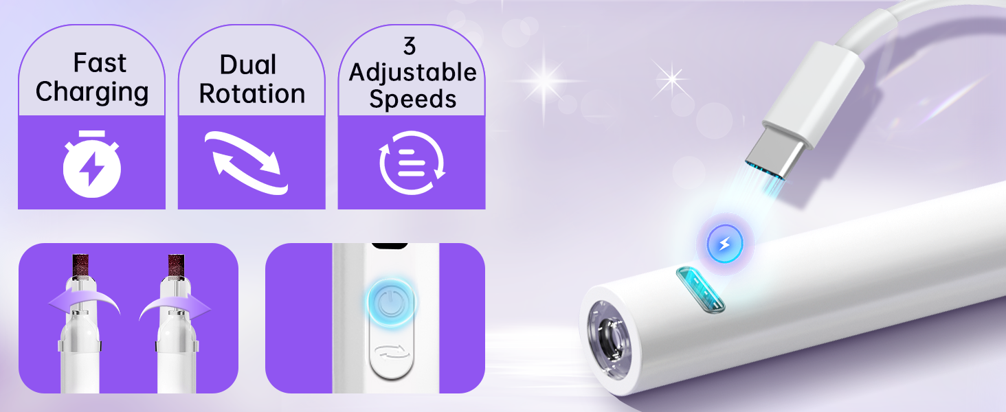 electric nail drill with 3 adjustable speeds