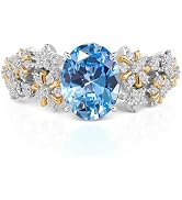 Jeulia 3.2ct Oval Cut Engagement Ring for Women - Sapphire/Amethyst/CZ Sterling Silver Gold Plate...