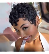 FREEKWEEN Pixie Cut Short Bob Wig for Black Women 100% Brazilian Human Hair Full Machine Made Wig...