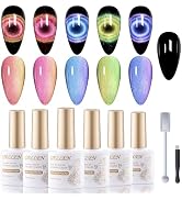 Gellen Cat Eye Gel Nail Polish Set, 9D Cat Eye Gel Polish with Magnet Blue Green Pink Chameleon G...
