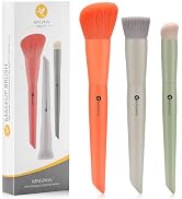 KINGMAS 3Pcs Foundation Brush Contour Concealer Brush Set, Under Eye & Blusher Brush Kabuki Makeu...