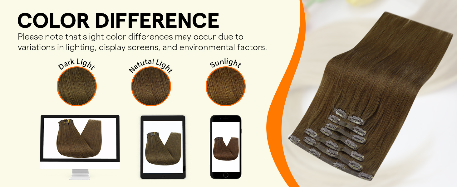 Clip in Hair Extensions Brown Hair Extensions Real Human Hair Clip Ins Natural Brown Seamless Clip