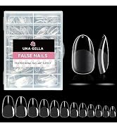 UNA GELLA Oval Almond Fake Nails Pre-shape 216pcs Round Almond Gel Nail Tips Round Oval Press on ...