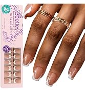 Beetles French Tips Press On Nails: 224 Pcs Brown French Tip Nails Short Squaval Fake Nail Tips,S...
