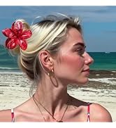 YIHONGYAN Flower Hair Clips for Women Girls Cute Claw Clips Set Wine-Red Plumeria with Marble Des...