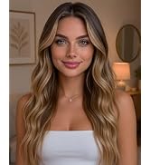 HMHIFI Long Blonde Wig for Women 26Inch Wavy Curly Ombre Blonde Hair Wigs Synthetic Hair Replacem...
