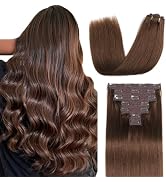 Sisily Clip in Hair Extensions Real Human Hair, Premium Human Hair Clip in Extensions Chocolate B...