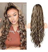 FLUFYMOOZ Ponytail Extension, 26 Inch Drawstring Ponytail Hair Extensions for Women， Long Curly W...