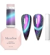 MelodySusie 9D Chameleon Cat Eye Gel Nail Polish, 0.5 Fl Oz Blue Glitter Holographic Magnetic Nai...