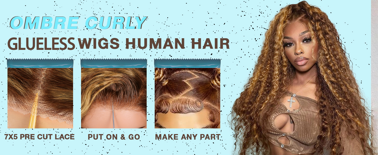 ombre glueless curly wig