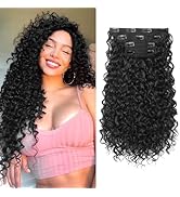 Clip in Hair Extensions, FLUFYMOOZ 4PC 100％ Pure Protein Silk Hair Extensions Long Soft Natural H...