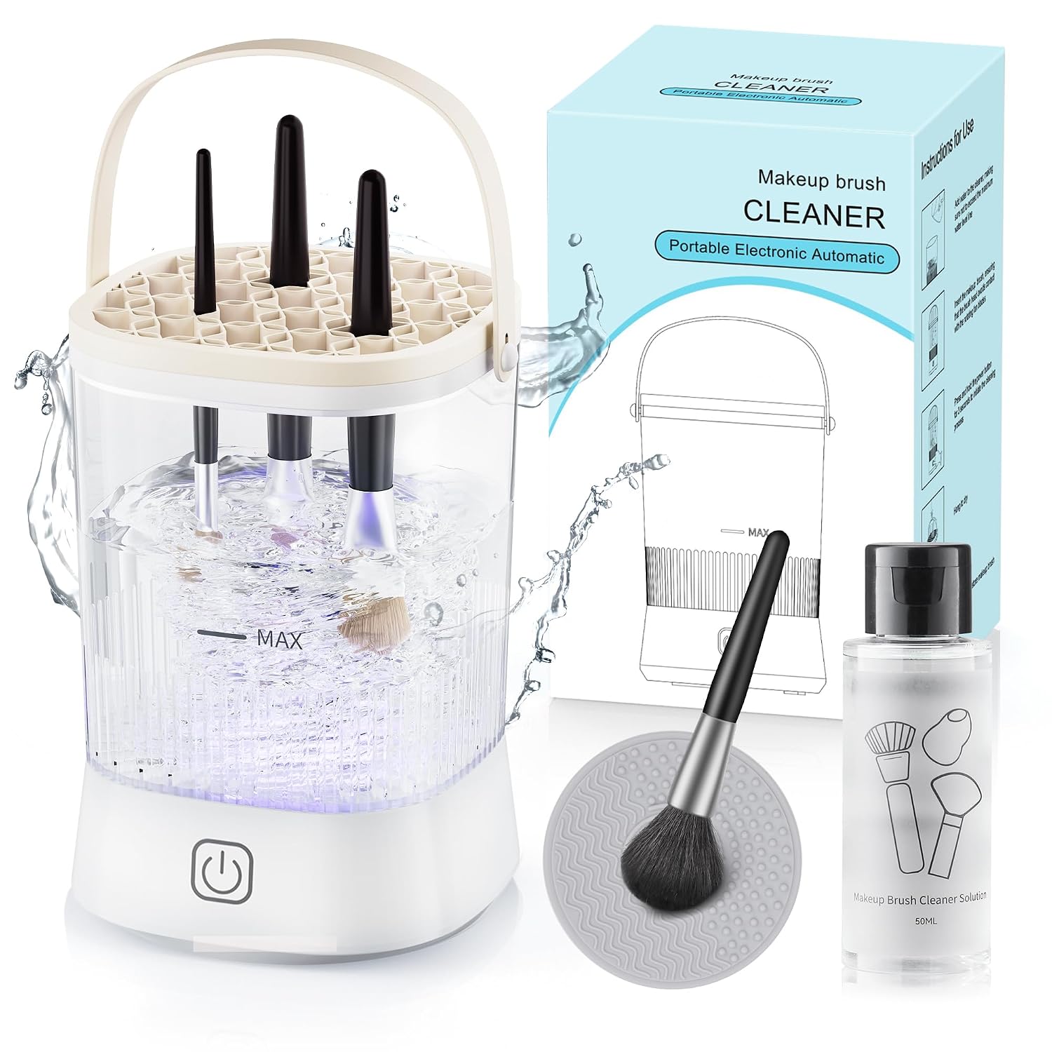 Electric Makeup Brush Cleaner - 9000 RPM, IP65 Waterproof, Automatic Cleaning Machine