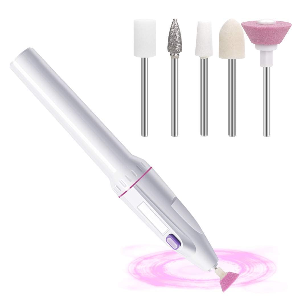 Electric Nail Drill Cordless Professional Rechargeable Nail Drill for Acrylic Nails Electric Nail File for Gel Nails Salon Home Use Nail Drill Machine, White