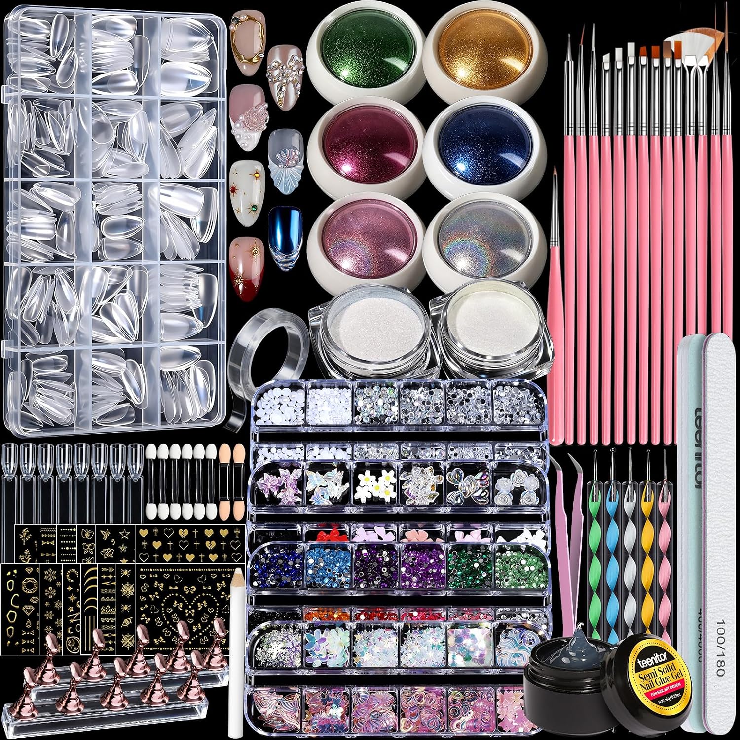 Elegant Black Acrylic Nail Art Kit for Stylish and Trendy Designs