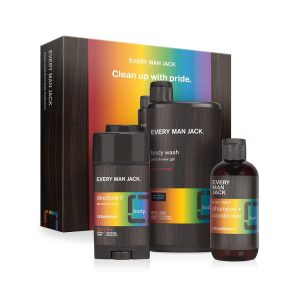 Every Man Jack Pride Essentials Box Three-Piece Grooming Set Clean Ingredients Fresh Scents