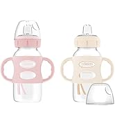 Dr. Brown's Milestones Wide-Neck Sippy Spout Bottle with 100% Silicone Handles, Easy-Grip Handles...