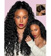 Sunber Water Wave Human Hair Wigs with Elastic Drawstring Kinky Edges Pre Everything 13x4 HD Lace...