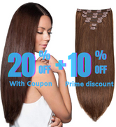 Clip in Hair Extensions Remy Human Hair Thick Long Soft Silky Straight Darkest Brown #2 Color