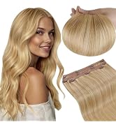 RUNATURE Clip in Hair Extensions Real Human Hair Clip in Extensions Blonde Hair Extensions Clip I...