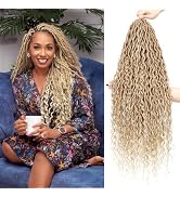 8 Packs River Locs Crochet Hair 22inch New Goddess Locs Crochet Hair Omber Blonde Curly Faux Locs...
